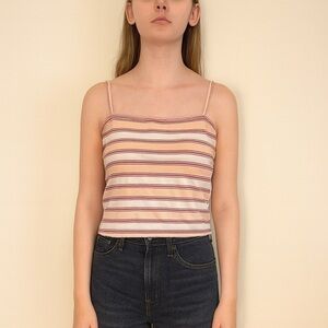 Urban Outfitters Others Follow Size Small Pink Cropped Striped Tank Top